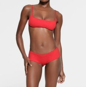 Skims Swim Hipster Bikini Panty Bottoms Ruby Red Small NWT